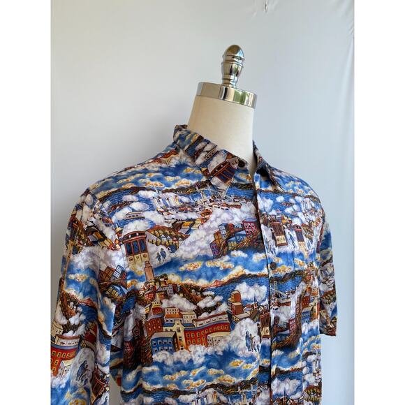 Reyn Spooner Guy Buffet Trolley Painting Shirt Men’s Size XL Egyptian Cotton - Picture 4 of 7